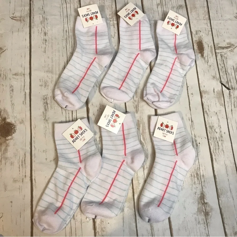 🦩 Notebook Paper Socks Set‎ of 6 Teacher Present gift professor fun socks